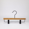 DL639 Durable Fashionable custom branded pant hanger Dutch wooden hanger with black hook display wooden hanger